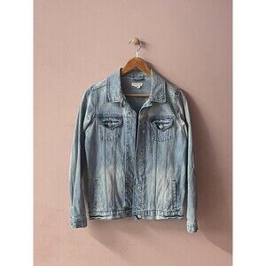 Ingrid & Isabel Light Wash Blue Embroidered “Mama” Denim Jacket Size S GUC